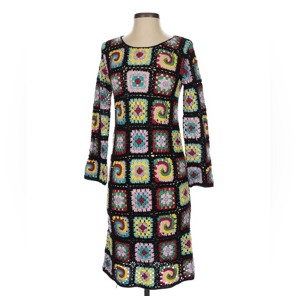 Multi Color Crocheted Sweater Dress - Picture 1 of 6